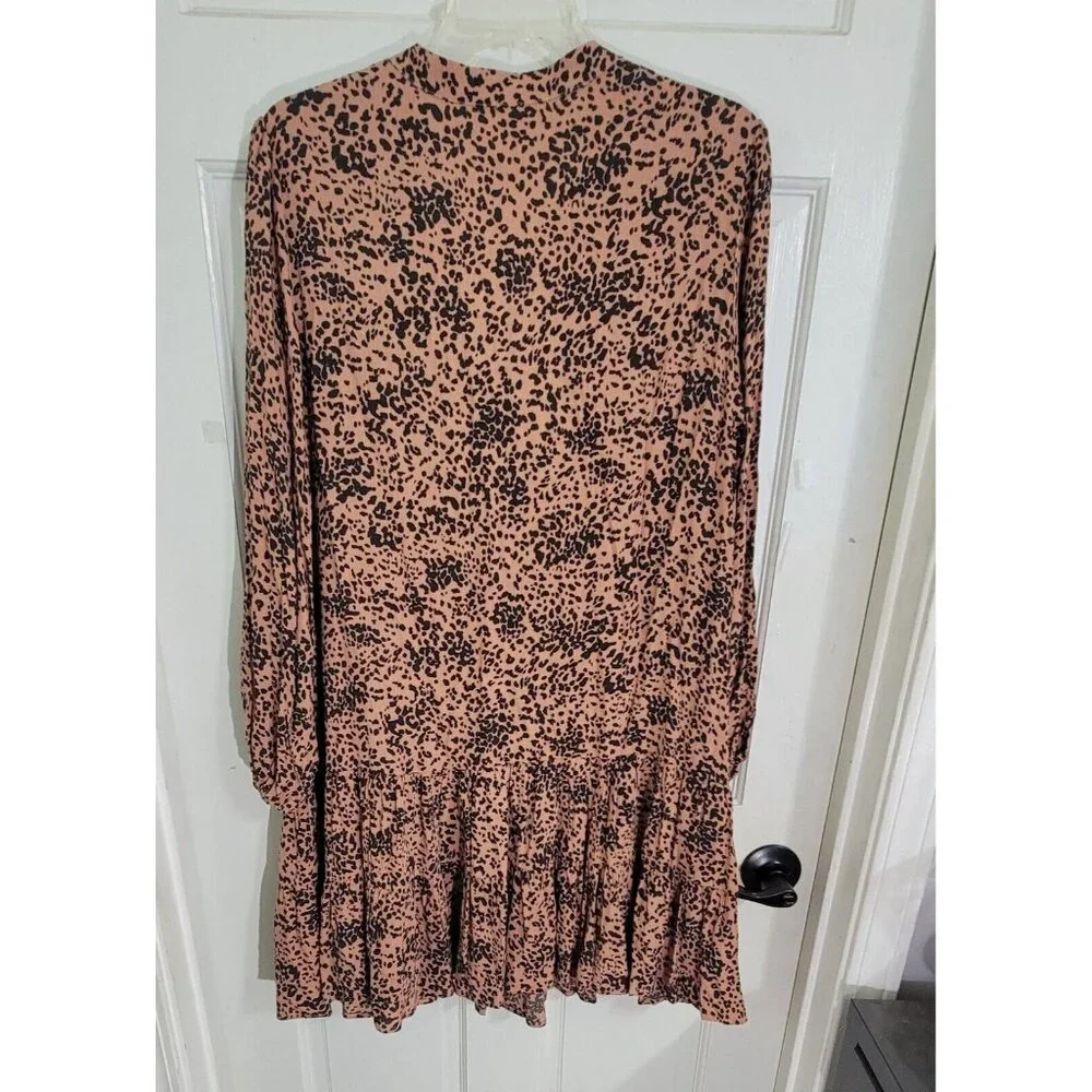 Love Stitch Womens Hazel Animal Print Long Sleeve Chelsea Dress Size‎ Large NWT